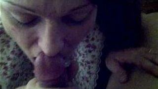Sexy housewife sucking a door to door salesman while hubby is at work - porn video