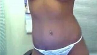 Sexy thong girl with tight body flashes pussy on cam - porn video