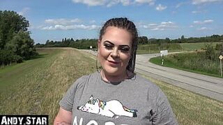 CHUBBY GIRL FROM HAMBURG GERMANY GETS FUCKED ON THE DIKE OUTDOOR CUMSHOT IN MOUTH - porn video