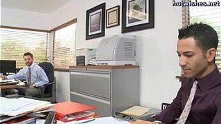 Two gays licking their assholes in the office - porn video